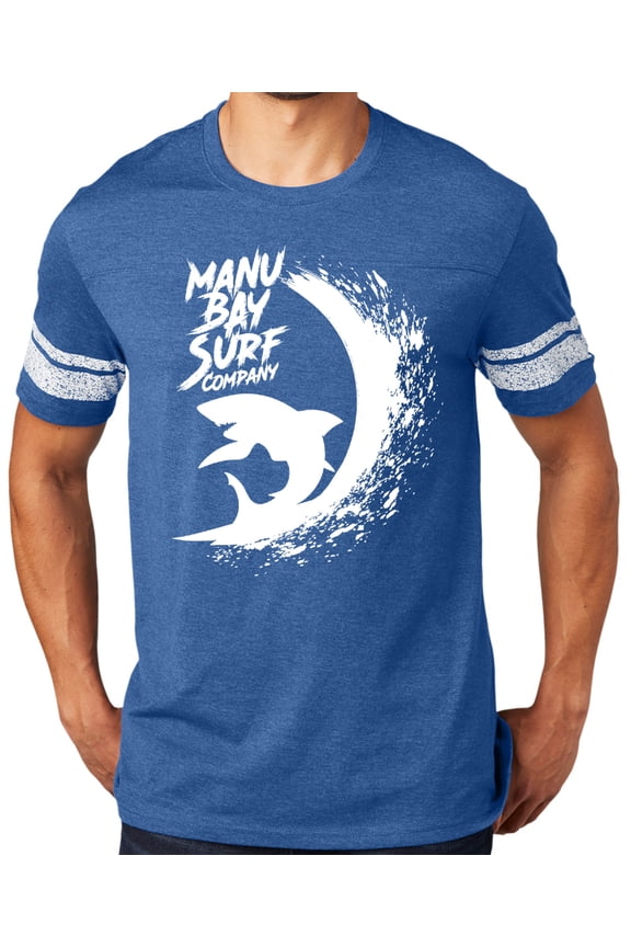 WHITE SHARK surfer Tee Shirt, Medium Heathered Royal/White