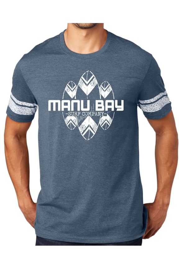 WHITE SURFBOARDS surfer Tee Shirt, XL Heathered Navy/White