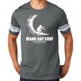 thumbnail image 1 of Manu Bay Surf Company WHITE WAVE surfer Tee Shirt, XL Heathered Charcoal/White, 1 of 3