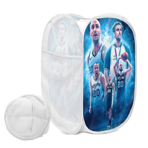 Manu and Ginbili Fold-Flat Printed Laundry Tote.15"  24"