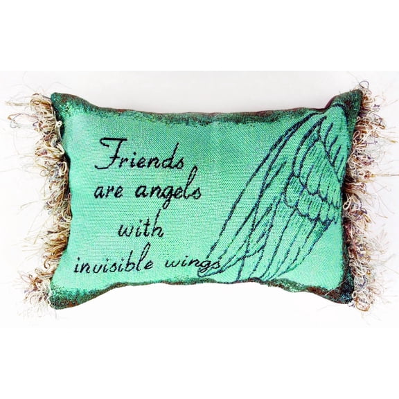 Manual 12.5 x 8.5-Inch Decorative Embroidered Word Pillow with Fringe, Friends are Angels