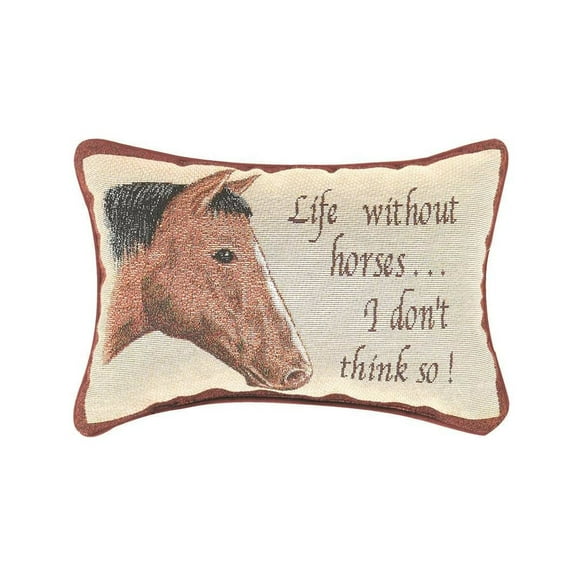 Manual 12.5 x 8.5-Inch Decorative Throw Pillow, Life without Horses