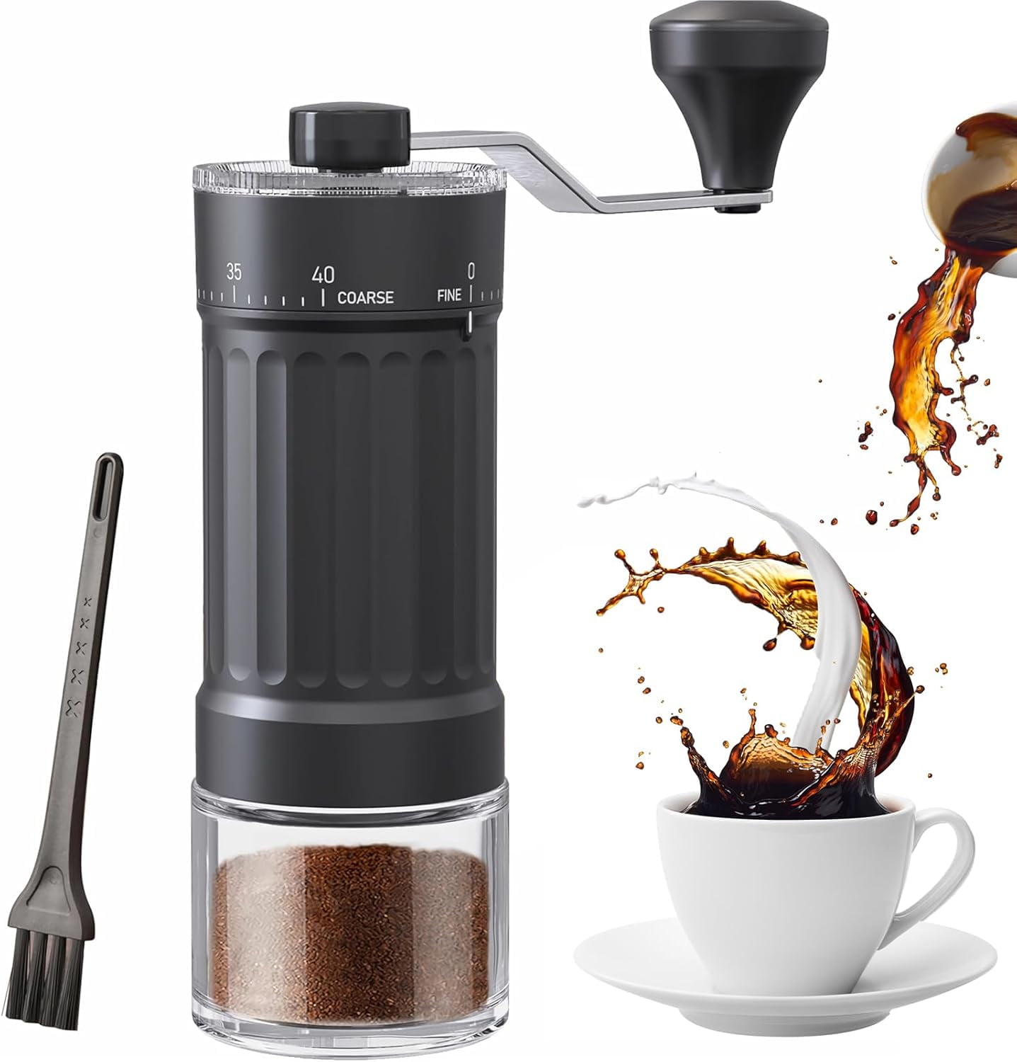 Manual , 40 External Adjustable Settings, Portable Conical Ceramic Burr Coffee Bean Grinder, 30g Hand Crank Coffee Mill for Espresso, Pour Over, French Press, Travel, Camping, Office