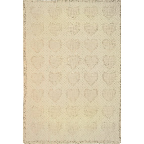 Manual 46 X 60-Inch Throw, Basketweave Heart in Natural Cotton