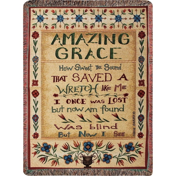 Manual 50 x 60-Inch Tapestry Throw with Fringe, Amazing Grace
