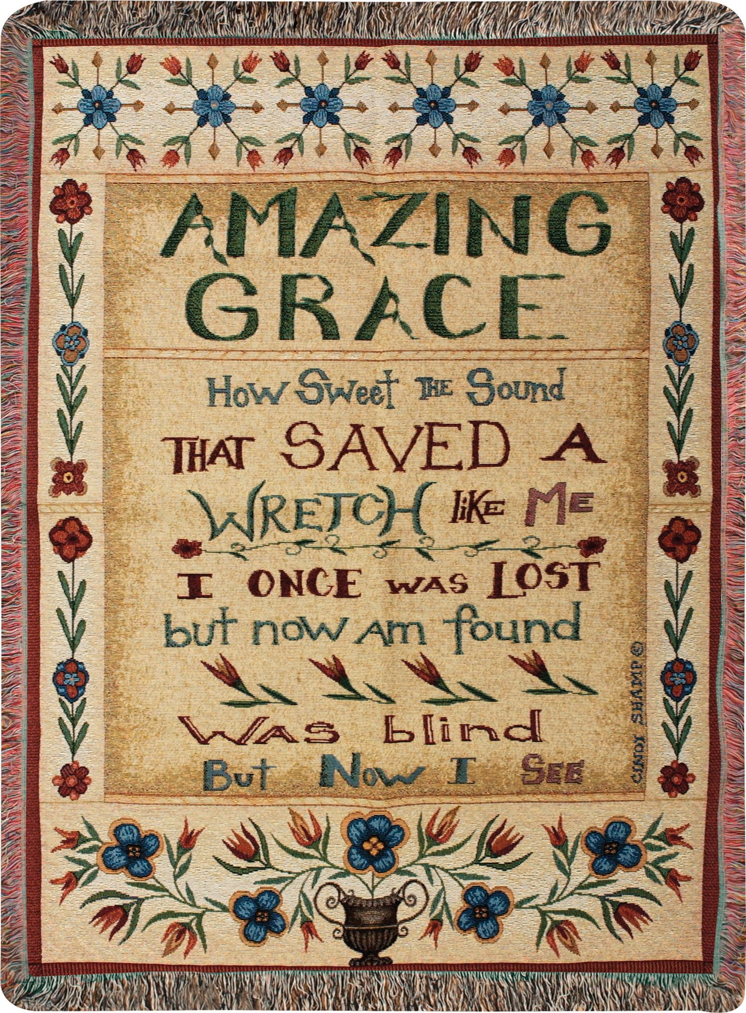 Amazing Grace Multicolor Cotton Reversible Tapestry Throw Blanket
