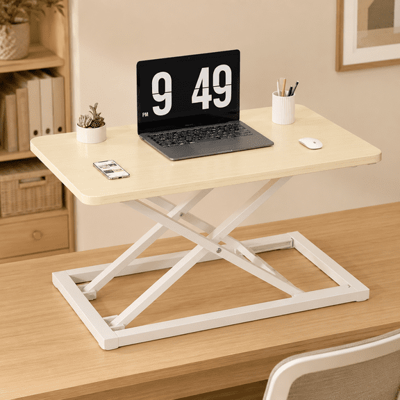 Manual 7-Level Height Adjustable Standing Desk Converter, Foldable Tabletop Laptop Desk Riser, 23.62 x 13.39 in Desktop, 2.36-15.75 in Height Range