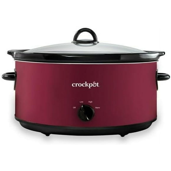 Manual 8-Quart Slow Cooker, Rhubarb, Oven-Safe Stoneware, 3 Manual Heat Settings