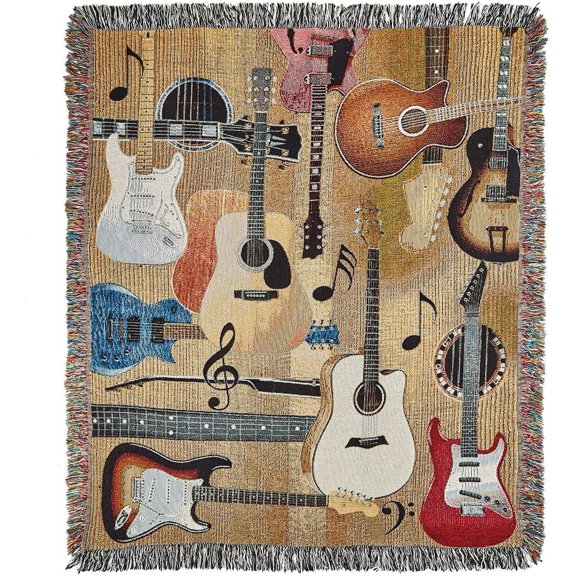 Manual ATGUIT Guitar Collage Throw Blanket, 50 Inches x 60 Inches