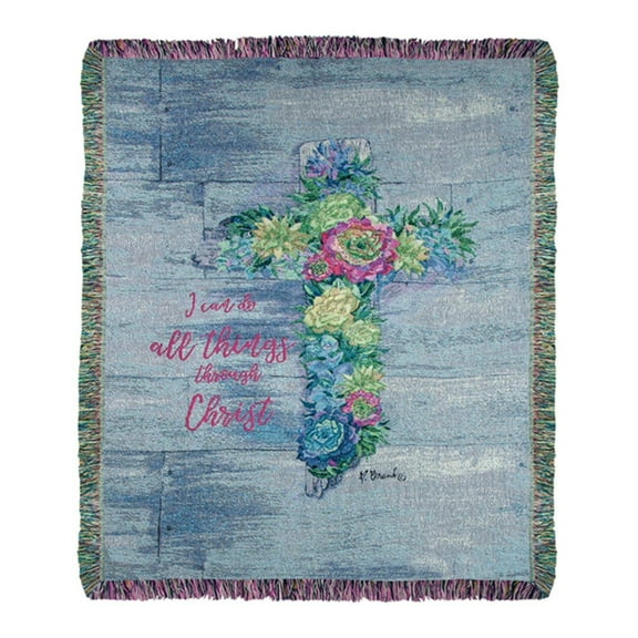 Manual ATSCI Succulent Cross Throw Blanket, 50 Inches x 60 Inches, Multicolor