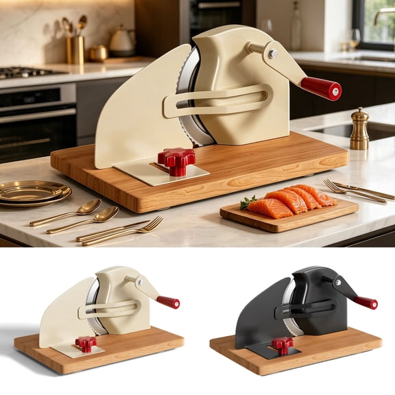 Manual Adjustable Bread Slicer, Labor Saving Hand Cranked Design, Multi Purpose Cutting Tool, Practical Cutter for Cheese Ham and Daily Food Prep, Black