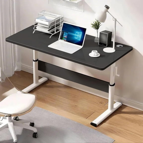 Manual Adjustable Desk, Height Adjustable Standing Desk, Ergonomic Home Office Computer Workstation Writing Desk for Study Room, Bedroom