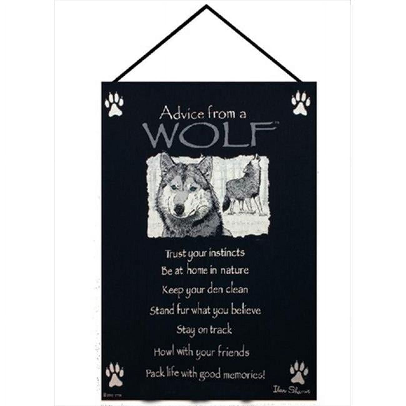 Advice From a Wolf Black Cotton Wall Hanging, 17 x 26 Inch