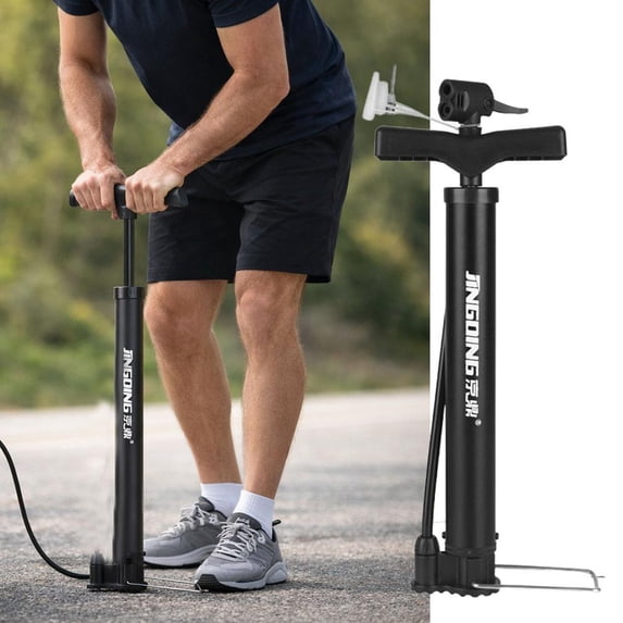 Manual Air Pump with Pressure Gauge, 160 PSI High Pressure Bike Tire Pump, Universal Valve for Presta Schrader Dunlop for Car and Bicycle