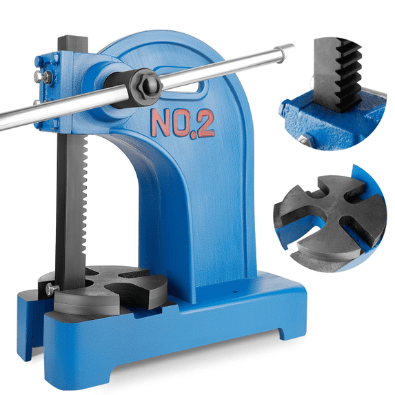 Cast Iron Material Desktop Arbor Press, Rust-Resistant Blue, 57 Lbs Portable, 2 Ton Capacity, Press Machine, Home DIY, Jewelry Studios