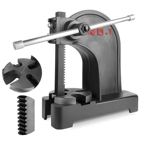 Manual Arbor Press, Black Premium Cast Iron, 1 Ton Stable Pressure, High Precision Hand Operated Press, Labor-saving Structure for Parts Forming, Material Stretching