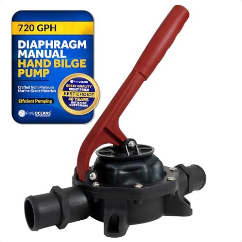 Manual Bilge Pump for Boats - Efficient Hand Bilge Pump with Easy Lever - Bilge Pump Manual for Boats & Saiboats - 720 GPH Capacity, 1-1/2 Inch Hose Inlet/Outlet Connection - FO4328