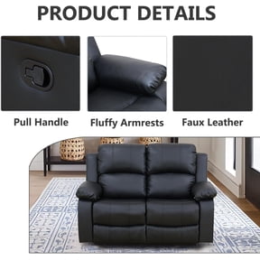 Manual Black recliner Loveseat 2 Seats