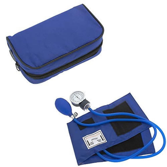 Manual Blood Pressure Monitor BP Cuff Gauge Aneroid Sphygmomanometer Machine Kit (Royal Blue)