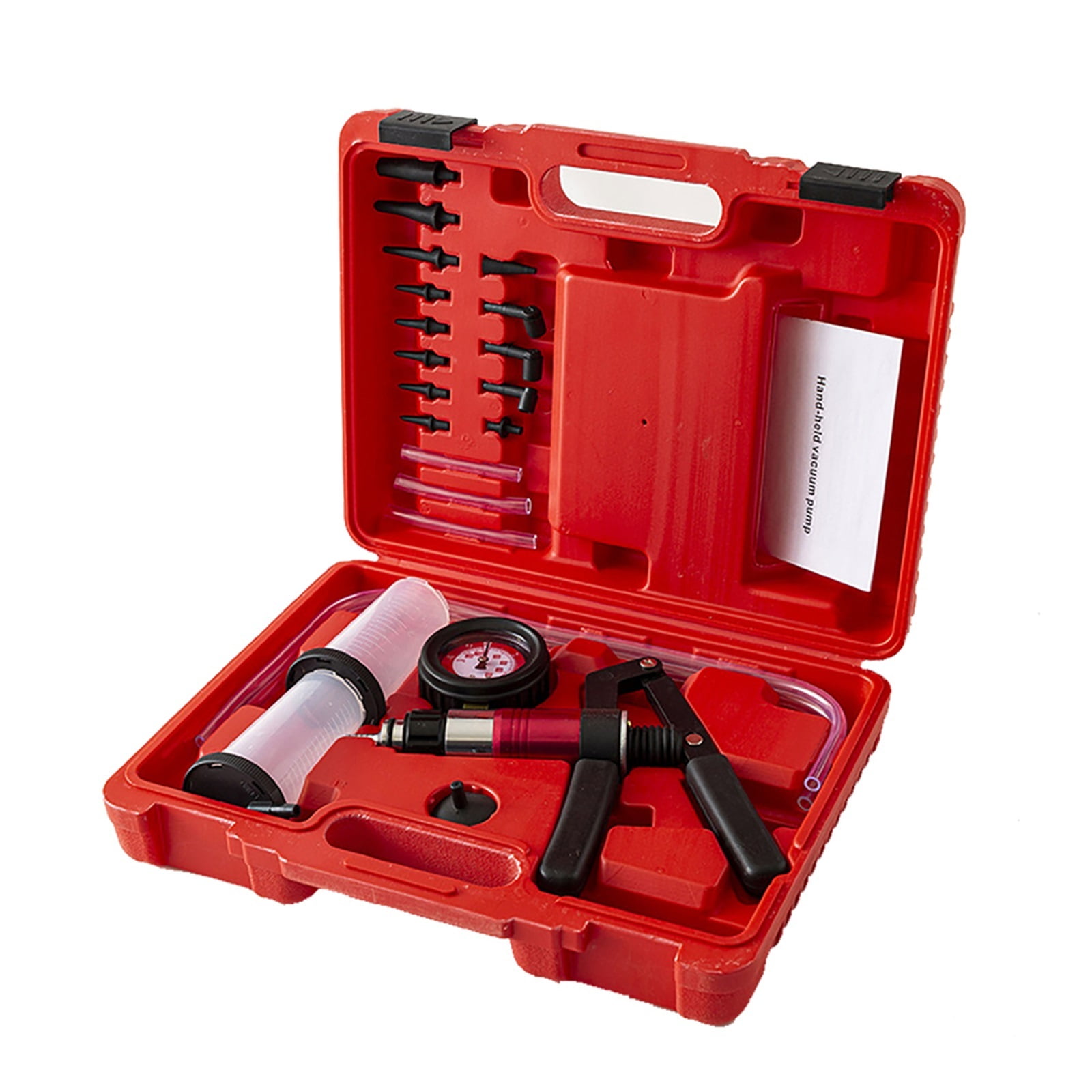Kit De Purge De Freins à Main WiMas - Pompe à Vide Avec Manomètre, Adaptateurs Pour Moto, Voiture, Camion (Rouge)