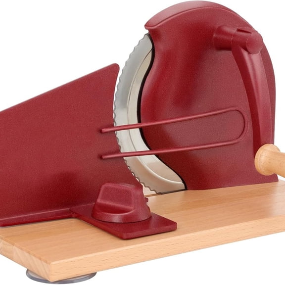 Manual Bread Slicer with Hand Crank- Adjustable Thickness Bread Cutter for Even Slices, Perfect for Homemade Sourdough, Sandwich, and More, Red