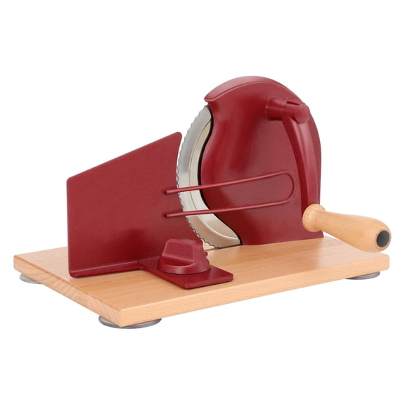 Manual Bread Slicer with Hand Crank- Adjustable Thickness Bread Cutter for Even Slices, Perfect for Homemade Sourdough, Sandwich, and More, Red