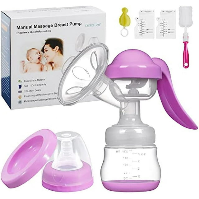 Manual Breast Pump, Silicone Hand Pump for Breastfeeding, Small