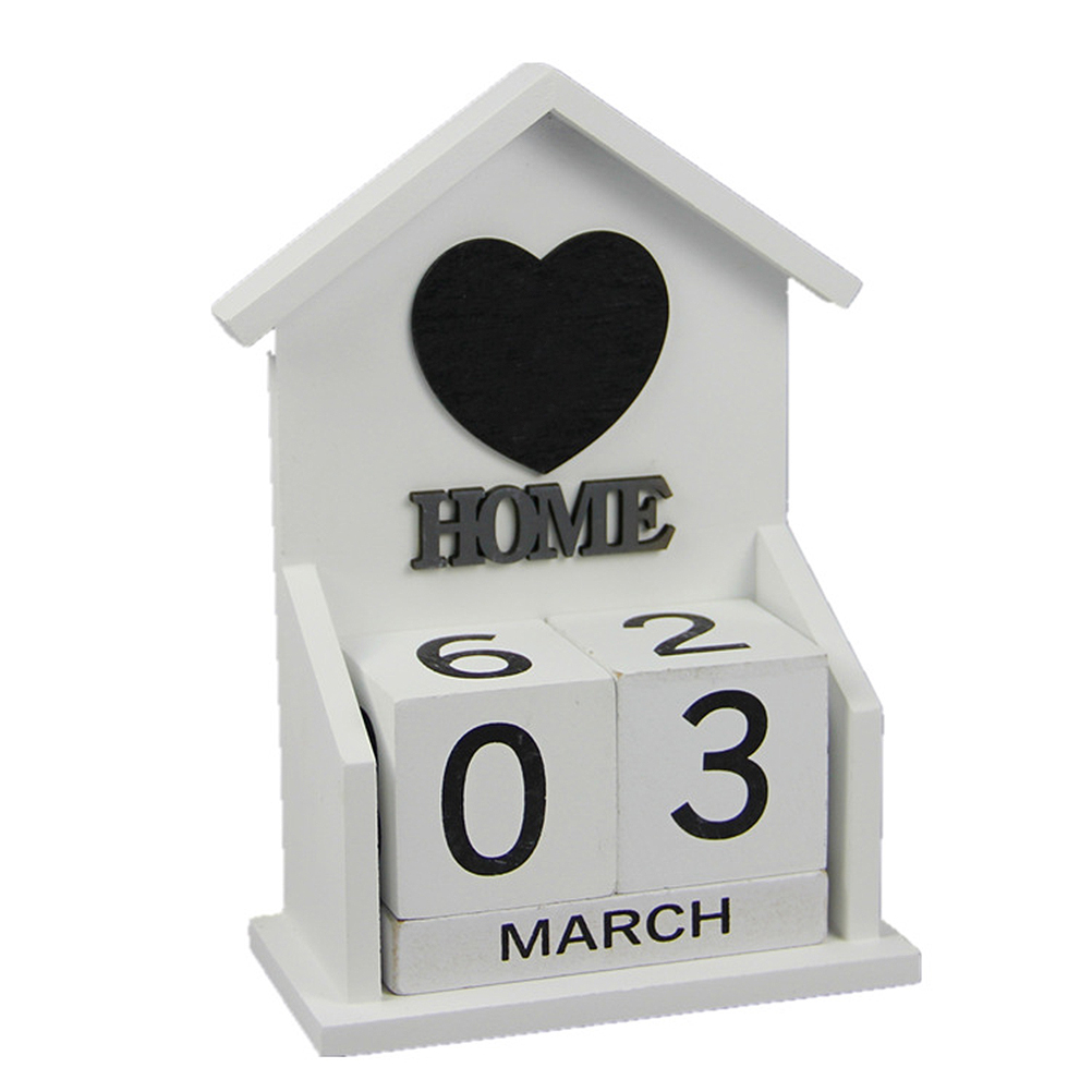 Manual Calendar Creative Wooden Perpetual Calendar House Shaped