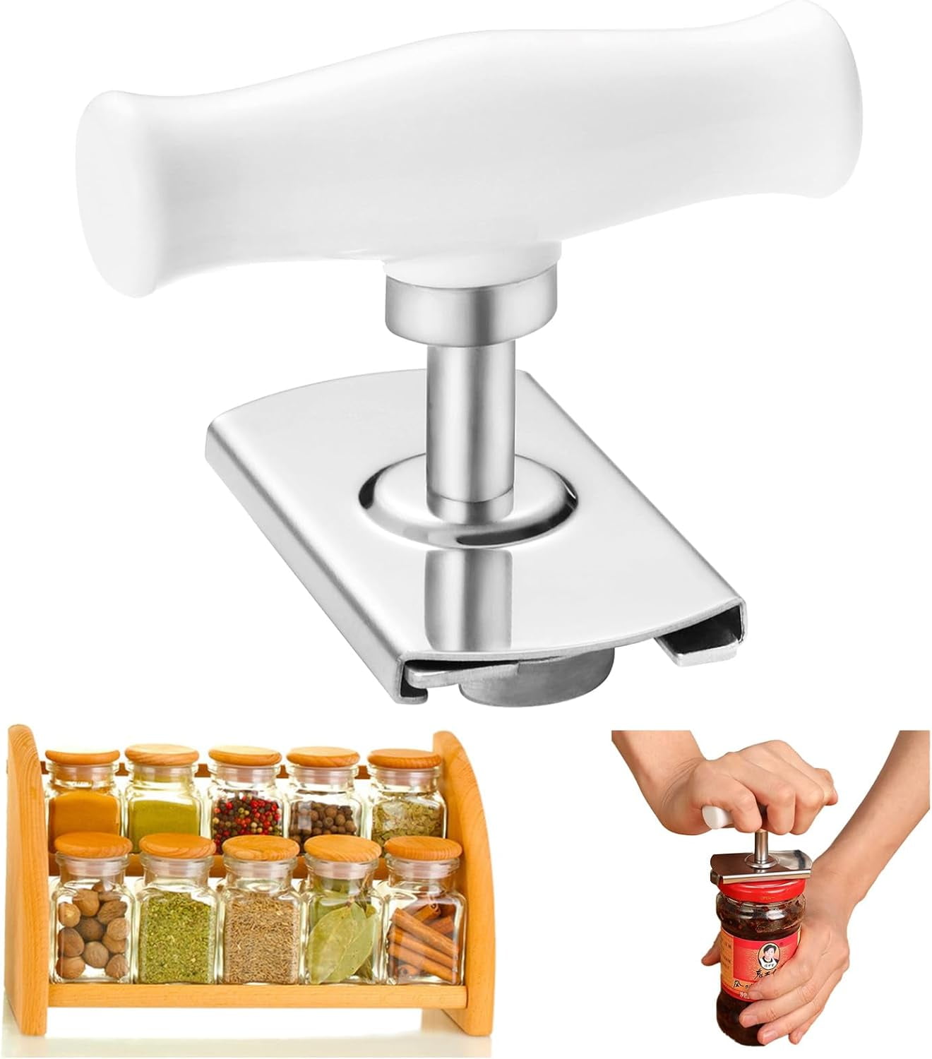 Manual Can Opener, Jar Opener for Arthritis Hands, Adjustable Diameter Jar Opener Stainless