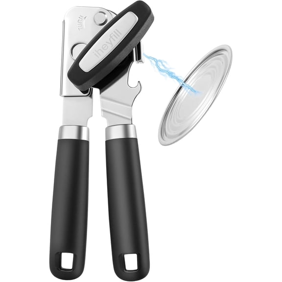 Manual Can Opener with Magnet Lid Lifter,Heavy Duty Handheld Tin Opener and Bottle Opener for Seniors with Smooth Edge Cut,Sharp Cutting Blade, Easy Turn Knob