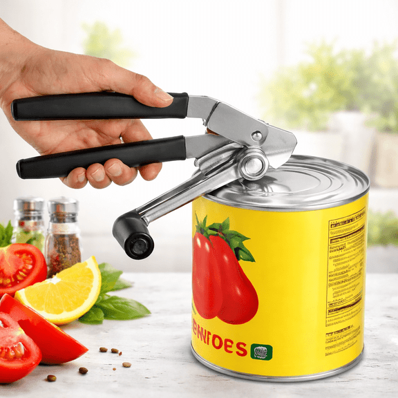 Manual Can Opener with Rubber-Coated Handles, Swing Away Can and Bottle Opener, Durable Steel Kitchen Tool for Home and Restaurant Use