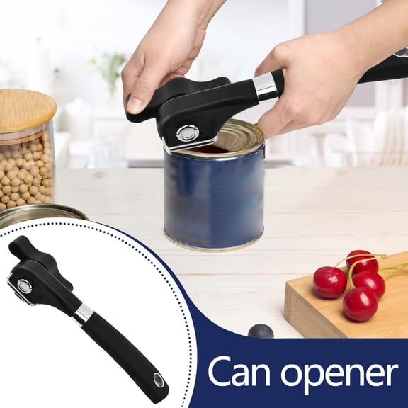 Manual Can Opener with Side Cutting, Stainless Steel Blade & Handle for Easy, Safe Opening - 1 Pack