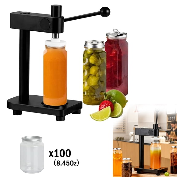 Manual Can Sealer Machine for Aluminum & Plastic Cans with 100 cans 8.45Oz, Adjustable Height Cup Sealers for Homebrew, Craft Beer, Kombucha,Juice, Coffee Drinks