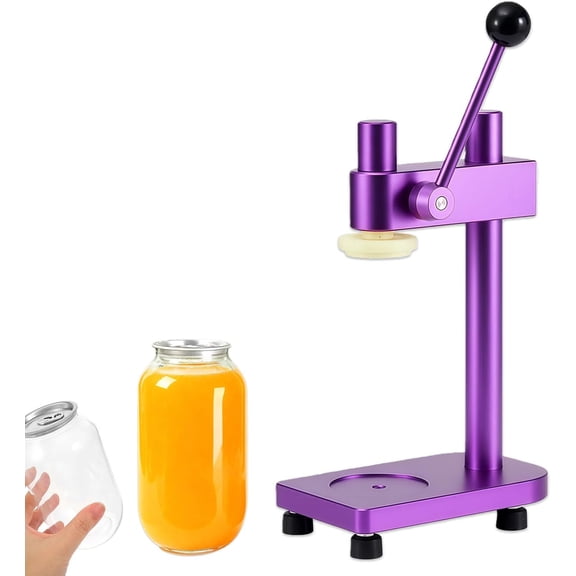 Manual Can Sealer Machine for Bottles & Aluminum Cans - Adjustable Height Home & Commercial Brewing Jar Capper Tool for Beer, Juice, Coffee, Soda, Drinks Purple