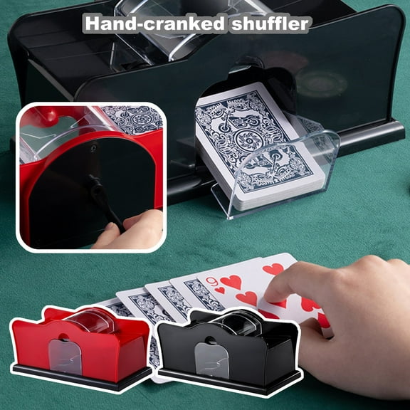Manual Card Shuffler Machine for Playing Cards, Hand Crank Board Game Shuffler, Casino Grade, Black