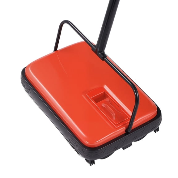 Manual Carpet Sweeper with 300ml Easy-Empty Dustbin, 6.7" Cleaning Width Floor Sweeper, Red