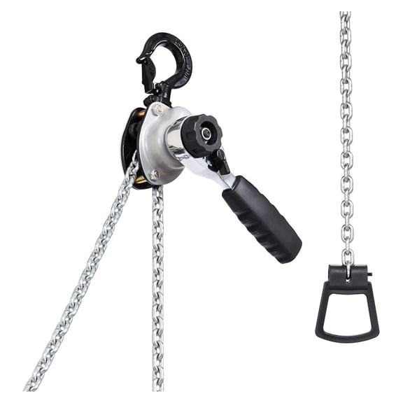 Manual Chain Hoist 1/2 Ton 1100LBS, 20FT Lift G80 Steel Chain Come Along, 360 Swivel Hook Heavy Duty Lever Hoist for Warehouse Garage Construction