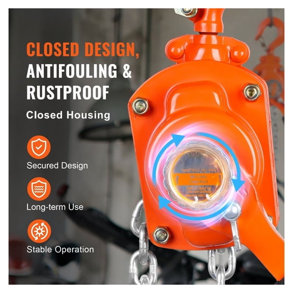 Manual Chain Hoist 1/4 Ton, 550lb Come Along - 5FT G80 Steel Lever Lift, 360 Hook, Auto Chain Guide - Garage, Factory, Dock Lifting