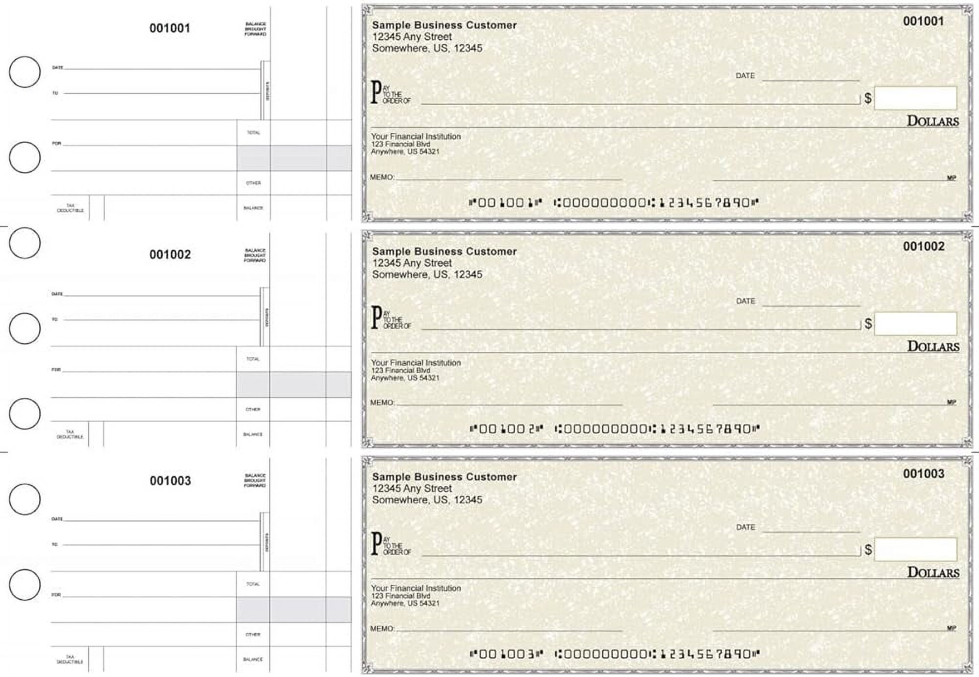 Manual Checks For Business 3 On A Page With Stub Voucher, 250 Checks