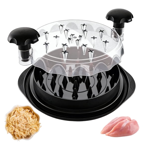 NATPLUS Chicken Shredder Tool with Transparent Lid, BPA-Free Manual Meat Crusher for Pulled Pork & Beef, Non-Slip Handheld Food Processor for Tacos & Salads
