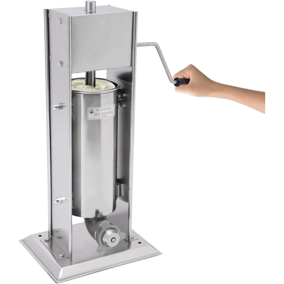 Manual Churros Maker Machine 5L, Churros & Sausage Filling Machine with 4 Stuffing Nozzles, Vertical Stainless Steel Stuffer for Family and Use