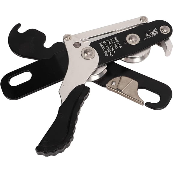 Manual Climbing Stop Descender, Climbing Stop Descender Rappelling Anti Panic Belay Devices Aluminum Alloy Self Locking for Outdoor Rock