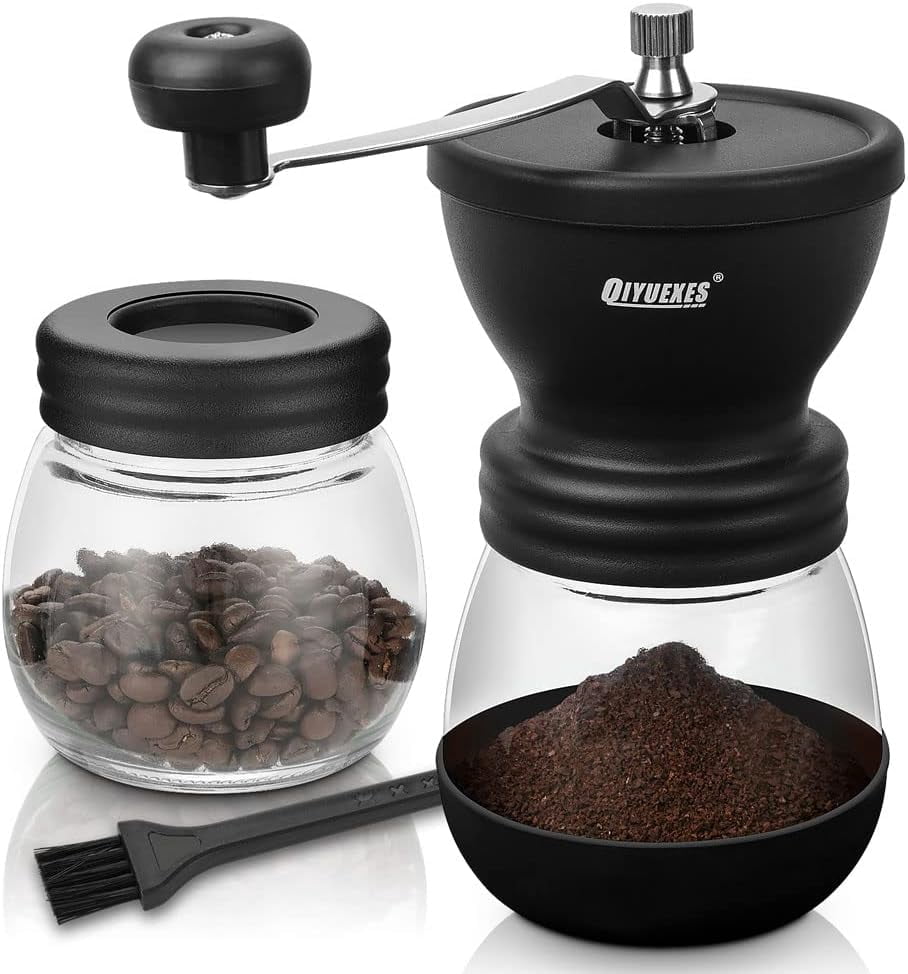 Manual Coffee Grinder 48 Adjustable Settings, 80g Large Capacity, Conical Burr Hand Mill for Home, Travel, Camping, Office, Espresso & Pour Over, 2 Jars