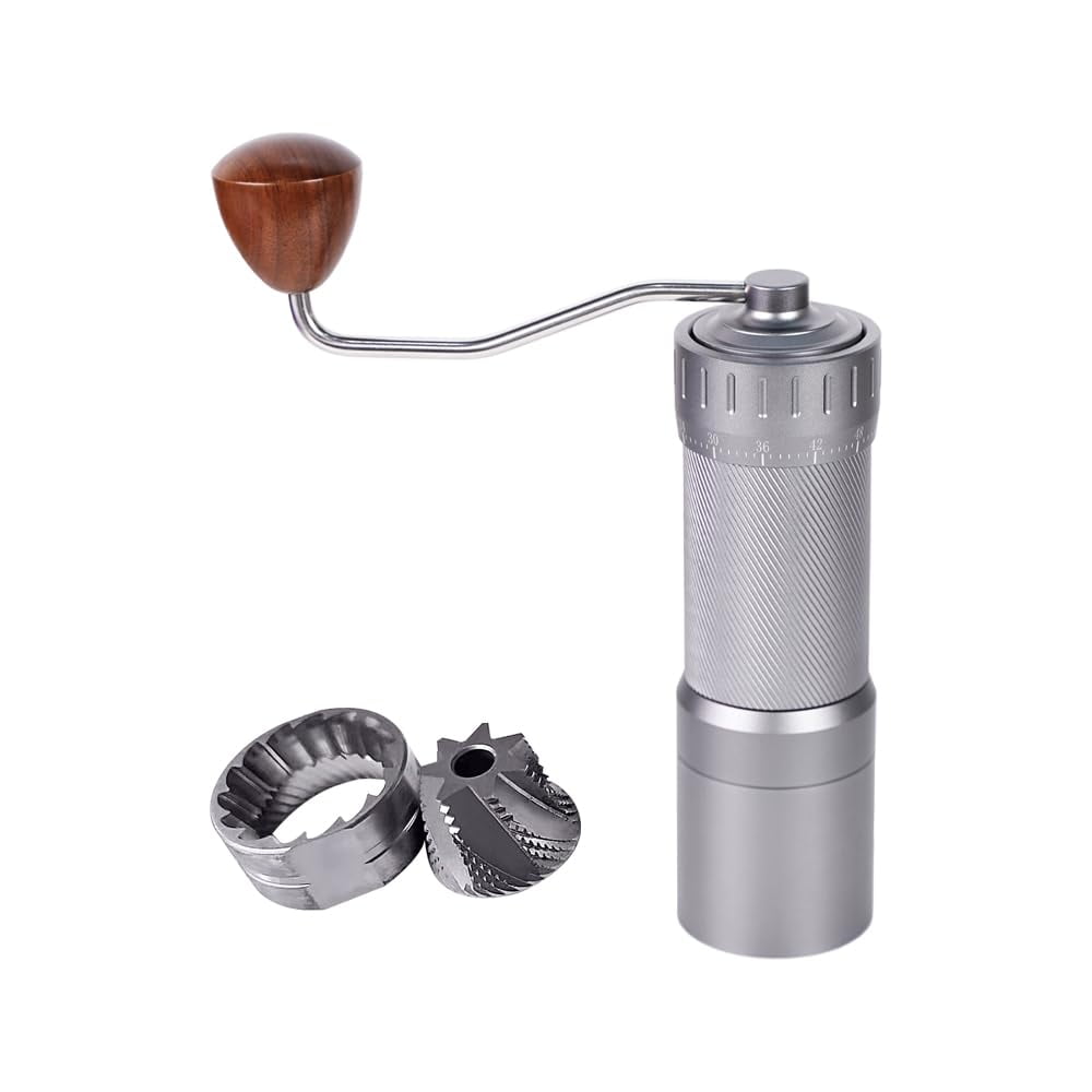 Manual Coffee Grinder, 7 Core Ghost Tooth Cone Burr, 38 or 48MM Burr Size, 420 Stainless Steel, 0-72 Grid Adjustable, for Espresso Pour over,  Coffee Hand Mill
