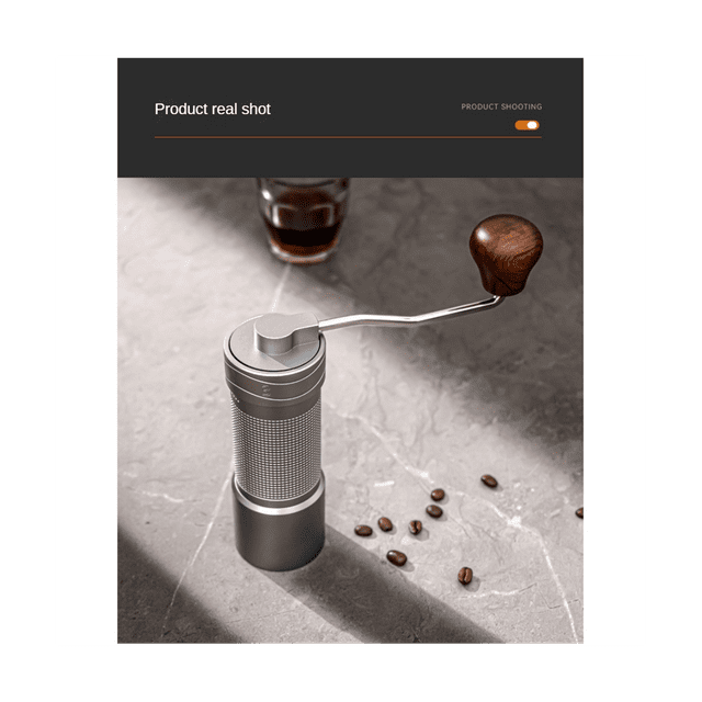 Manual Coffee Grinder Burr Inside Portable Hand Grinder SilverGray