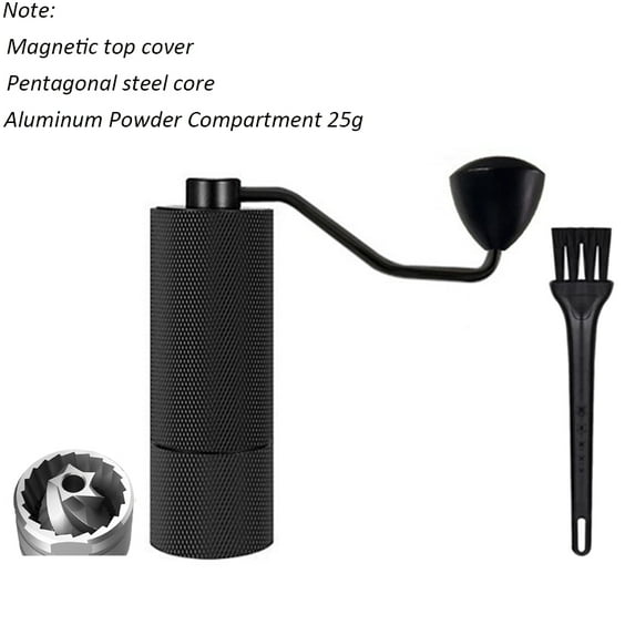 Manual Coffee Grinder CNC Stainless Steel Burr Professional Double Bearing Adjustable Portable Hand Coffee Bean Grinding (Black)