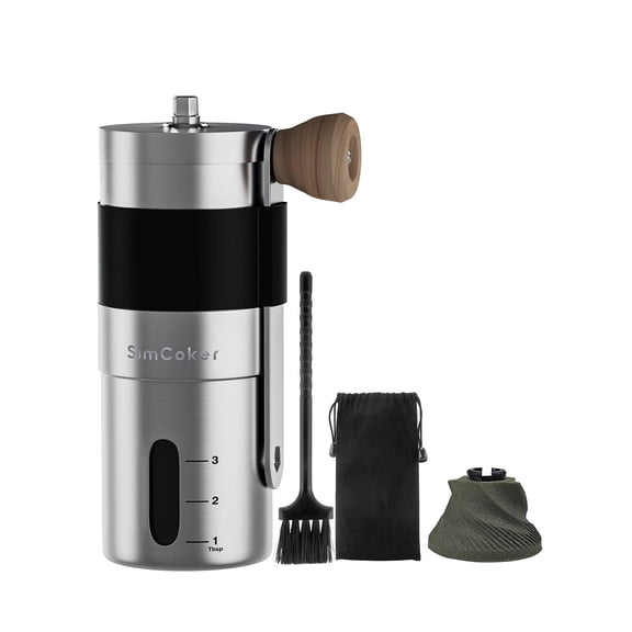 Manual Coffee Grinder,Ceramic Burr,20g Capacity,Adjustable Grind Setting,Portable Size for Camping,304 Stainless Steel