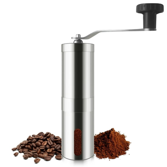 Manual Coffee Grinder, Ceramic Coffee Bean Grinder with Stainless Steel Shell, Portable Burr Coffee Grinder for Aeropress, Drip Coffee, Espresso,Kitchen,Camping,Gift