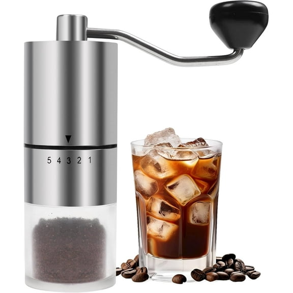 Manual Coffee Grinder With Ceramics Burr For Espresso,French Press,5 Adjustable Settings,Hand Maker with Built-In Burr,For Home Use and Camping Travel,Coffee Bean Grinders With Hand Crank