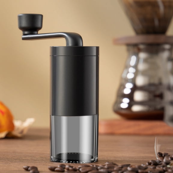 Manual Coffee Grinder, Hand Crank Portable Coffee Mill, Adjustable Ceramic Burr, No Batteries Needed, Travel Coffee Machine, Plastic, 19g Capacity, Black